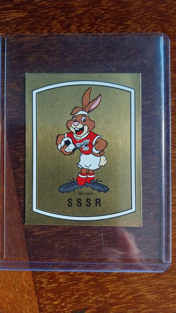 Panini Euro 88 sticker #238 - mascotte berni SSSR, Ophalen of Verzenden, Zo goed als nieuw, Buitenlandse clubs