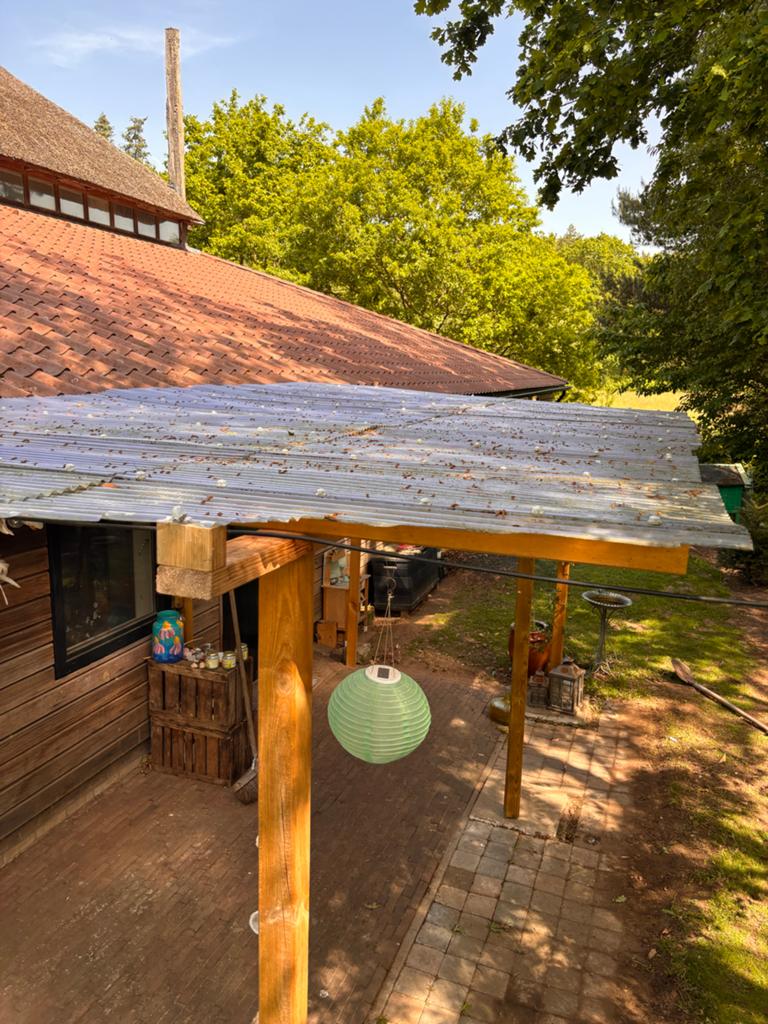 Houten overkapping tuin, zo goed als nieuw, Tuin en Terras, Overkappingen, Ophalen, Gebruikt, Overige typen