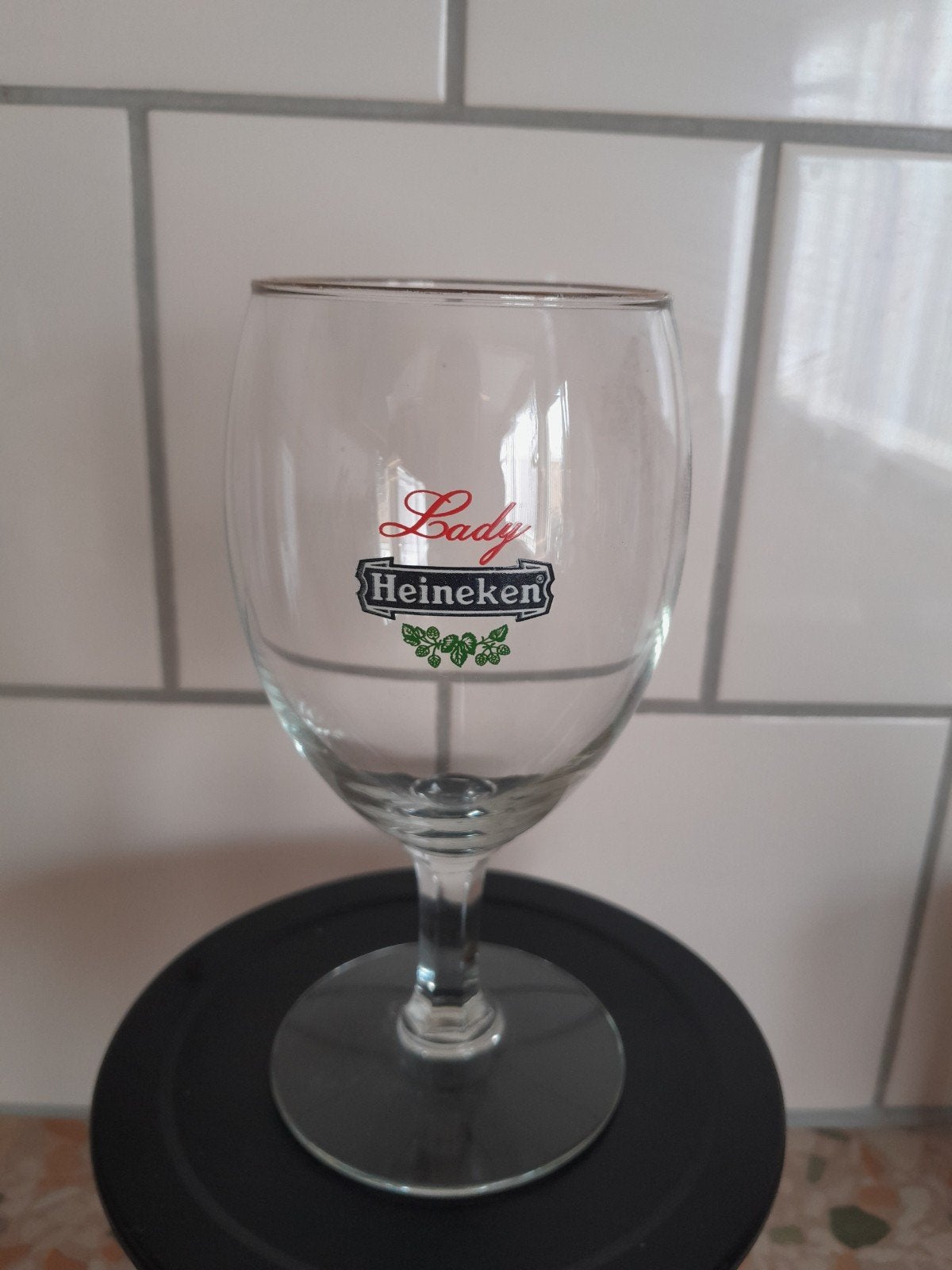 Heineken Lady bierglas op voet, Ophalen, Zo goed als nieuw