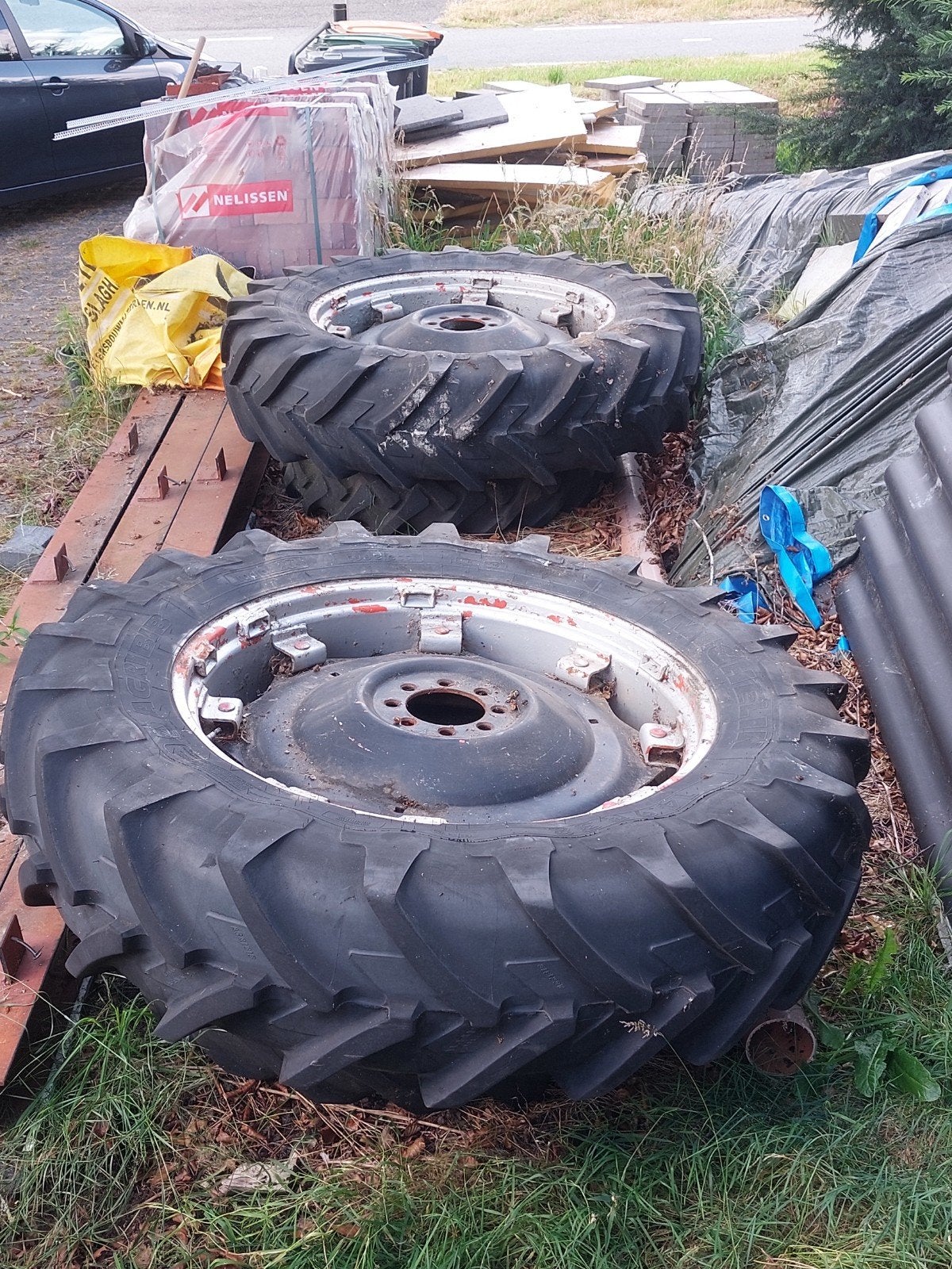 Trekkerbanden met velg - Michelin 14.9 R38, Antiek en Kunst, Ophalen of Verzenden