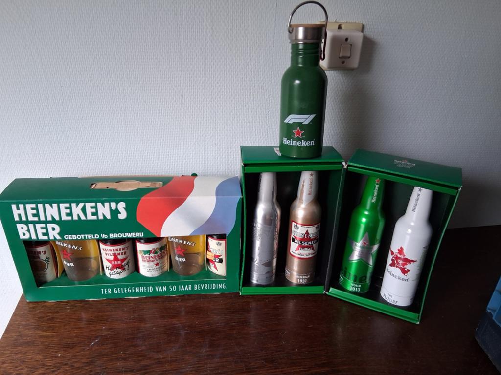 Heineken verzameling: bierflesjes en bidon, Ophalen of Verzenden, Gebruikt