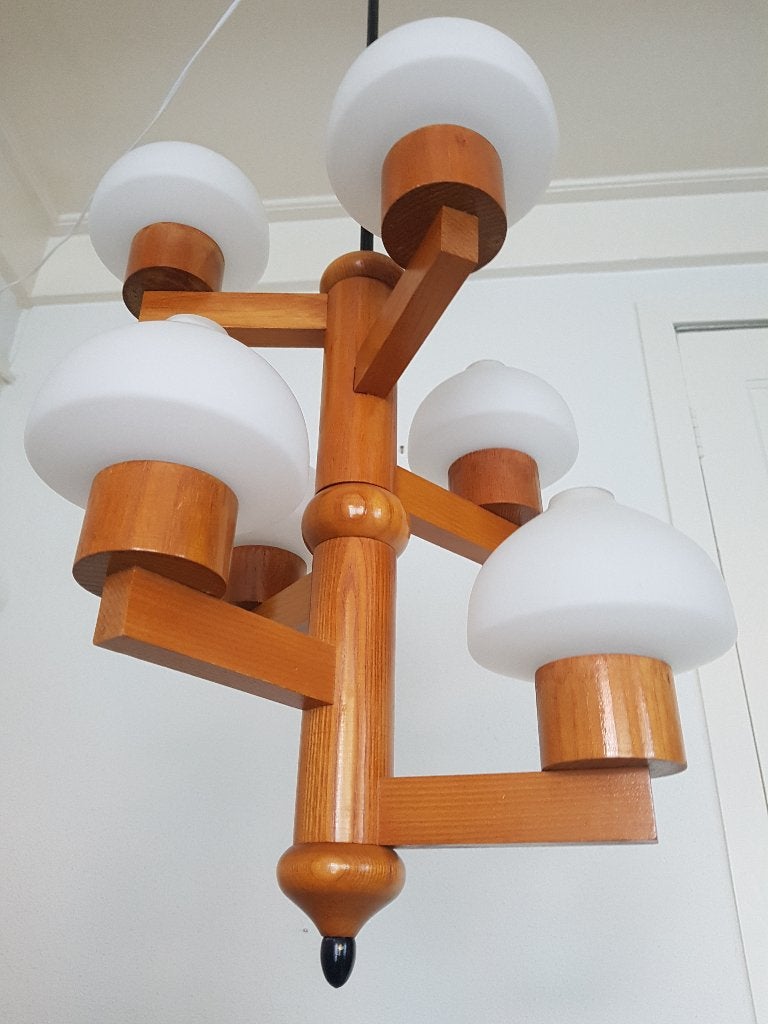 Kroonluchter Uno Dahlen voor Aneta - Vintage jaren 60-70, Ophalen, Zo goed als nieuw, Glas, E14 (klein)
