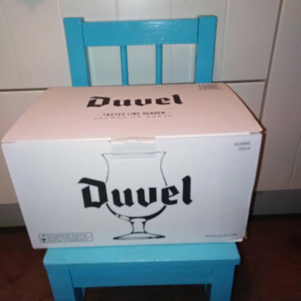 Duvel glas Tastes like Heaven brewed on Earth doos 6 stuks, Verzamelen, Ophalen, Zo goed als nieuw, Glas of Glazen, Duvel