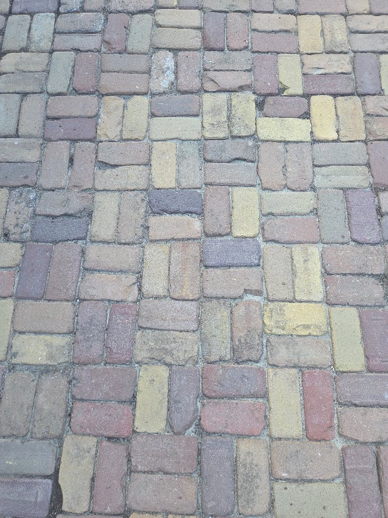 45 m2 gebakken klinkers/ keiformaat paars /geel, Tuin en Terras, Tegels en Klinkers, Ophalen, Gebruikt, Keramiek, Klinkers
