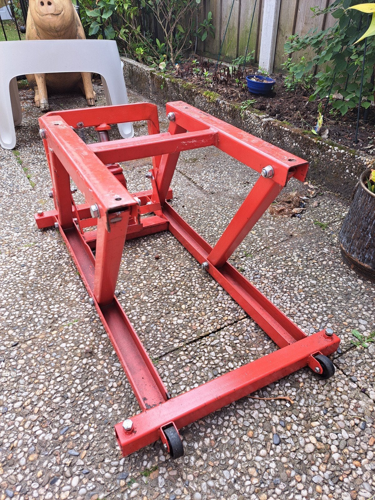 Stevige scooterkrik / motorlift - Hydraulisch, Ophalen, Gebruikt, Hydraulisch, Garagekrik