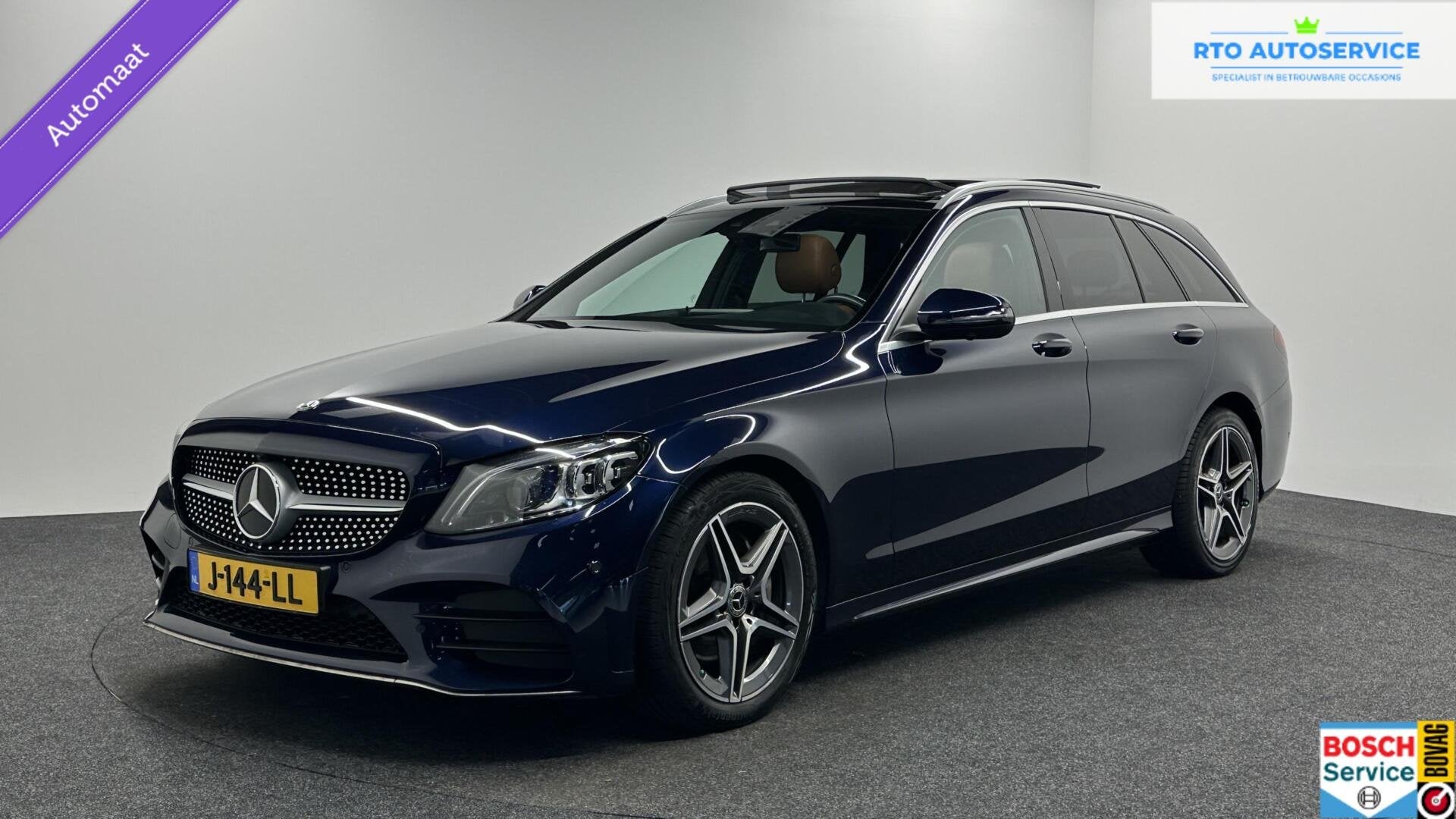 Mercedes C-klasse Estate 200 Business Solution AMG LEER PANO, Auto's, Automaat, Euro 6, 4 cilinders, Met garantie (alle)