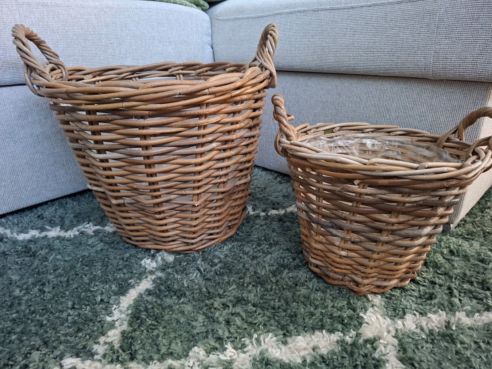 rotan mand, rieten mand, rotan plantenmand, Ophalen, Mand, Rond, Zo goed als nieuw