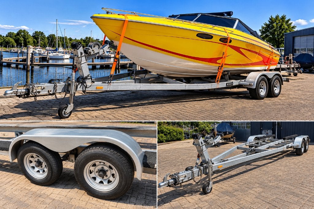Boot onderdelen : ZEER ZWARE DUBBELASSIGE BOOTTRAILER ., Ophalen of Verzenden, Motor en Techniek, Motorboot