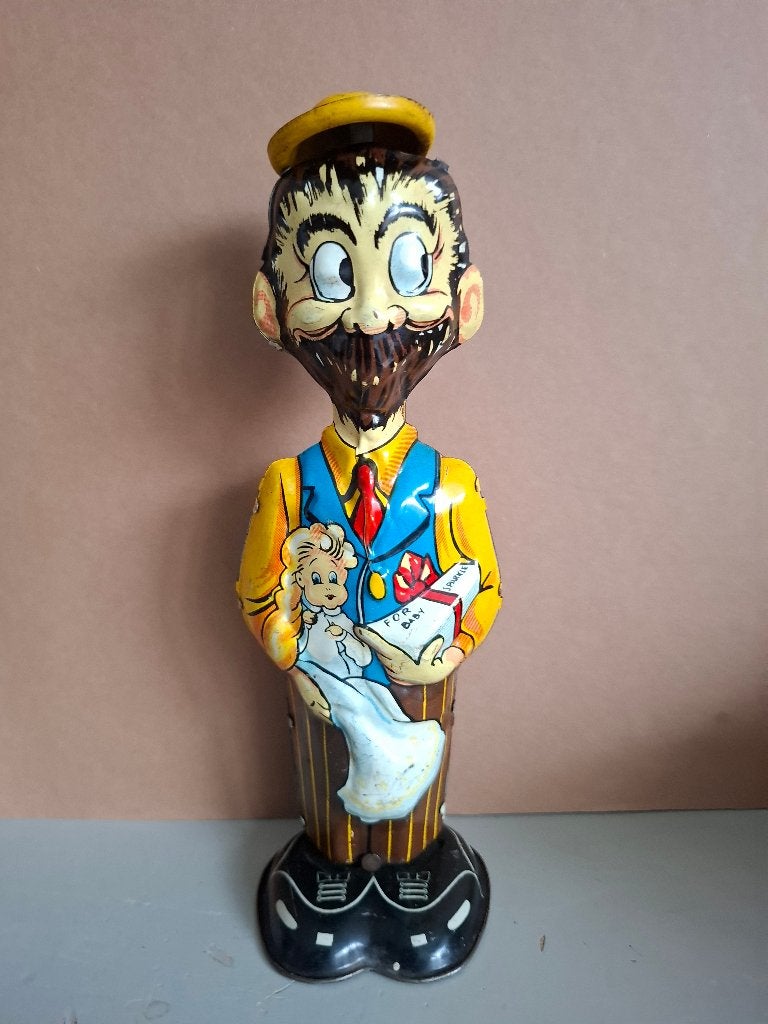 Marx B.O Plenty blikken speelgoed man met baby- Dick Tracy, Ophalen of Verzenden