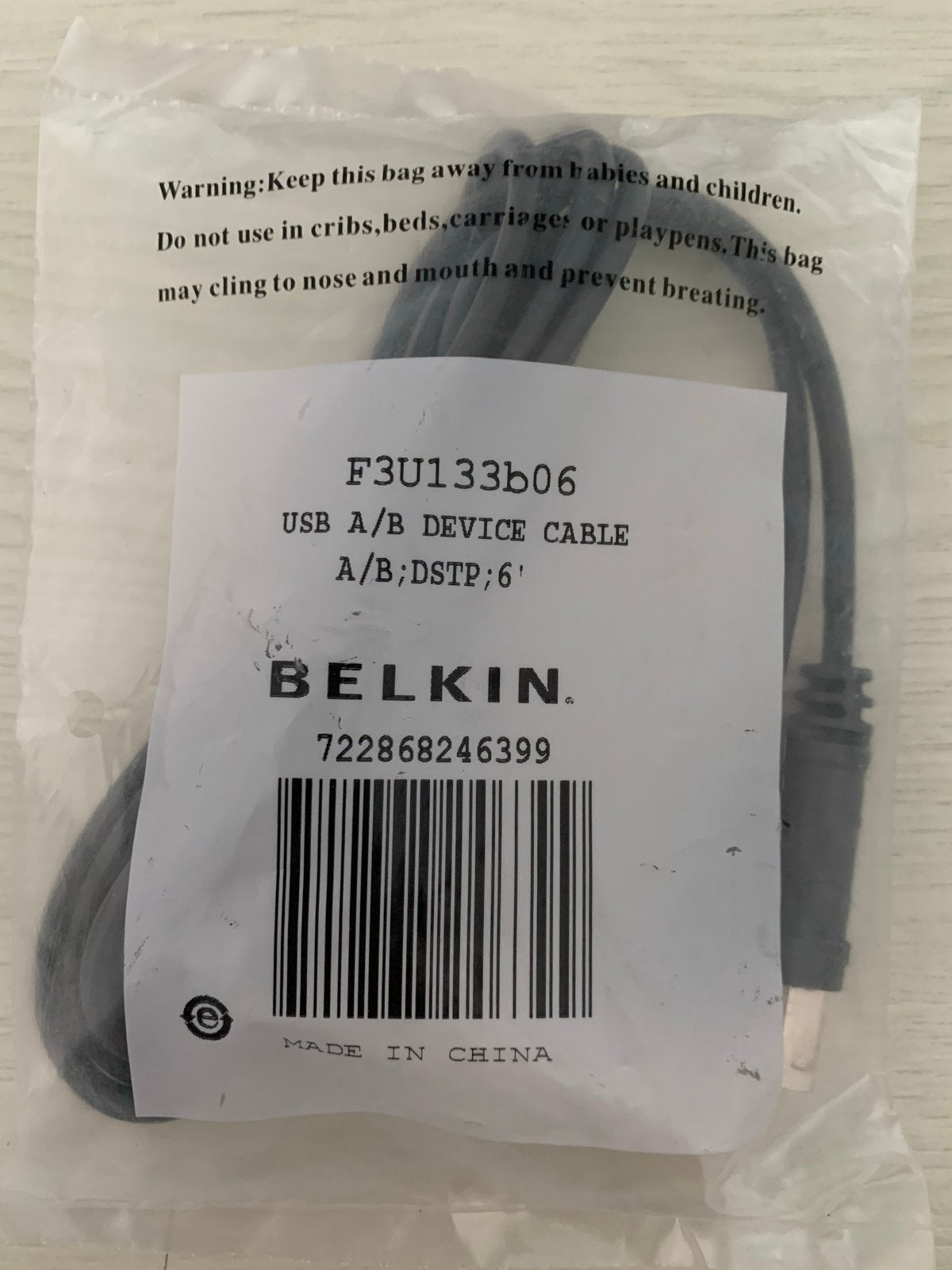 Belkin F3U133b06 USB A/B apparaatkabel, 6ft, Ophalen of Verzenden, Nieuw, Minder dan 2 meter, Overige kabels