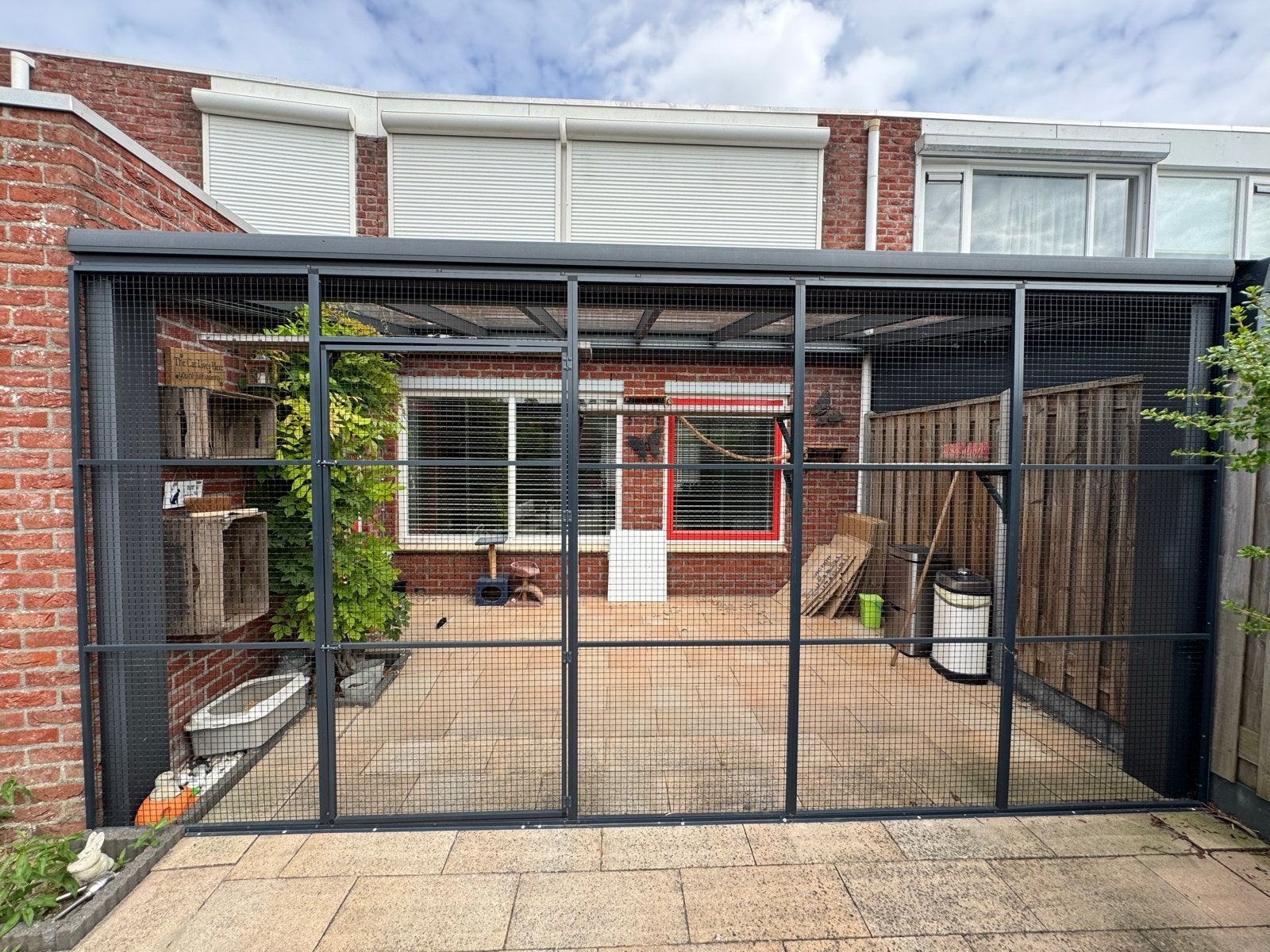 Mooie aluminium kattenren met deur voor aan uw overkapping, Dieren en Toebehoren, Katten-accessoires, Ophalen, Gebruikt