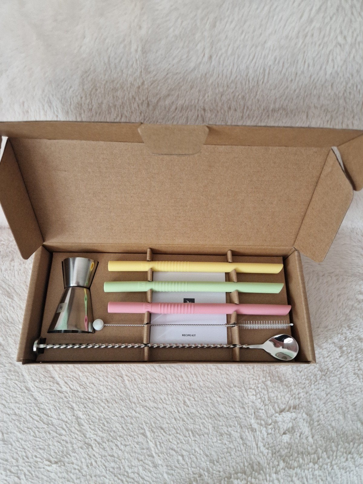 Nespresso cocktail set met rietjes en barlepel, Overige typen, Nieuw, Ophalen of Verzenden, Metaal