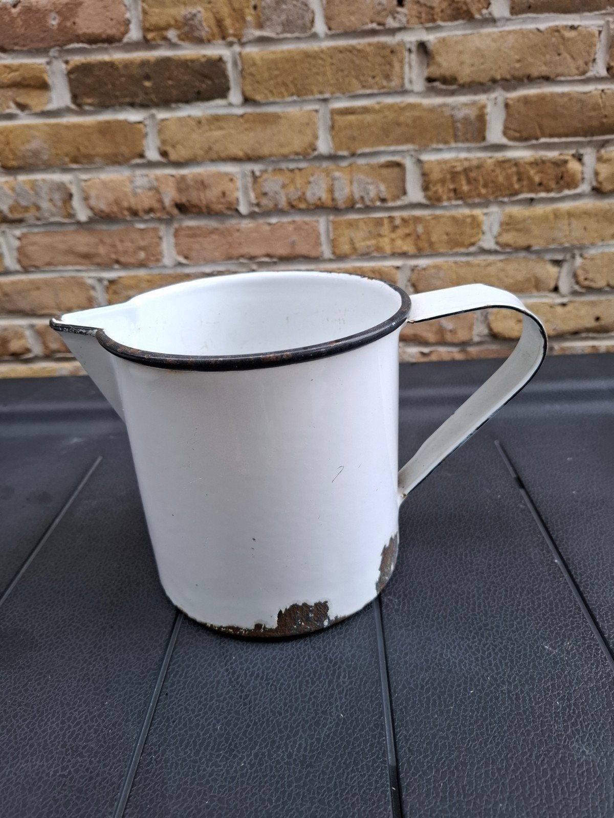 Vintage emaille witte melkkan, Ophalen of Verzenden