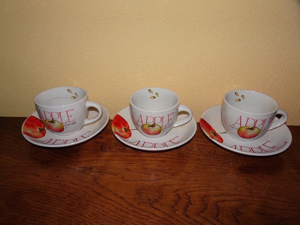 3 Jet ter Steege apple kop en schotels, Gebruikt, Ophalen of Verzenden, Overige stijlen, Kop(pen) en/of Schotel(s)