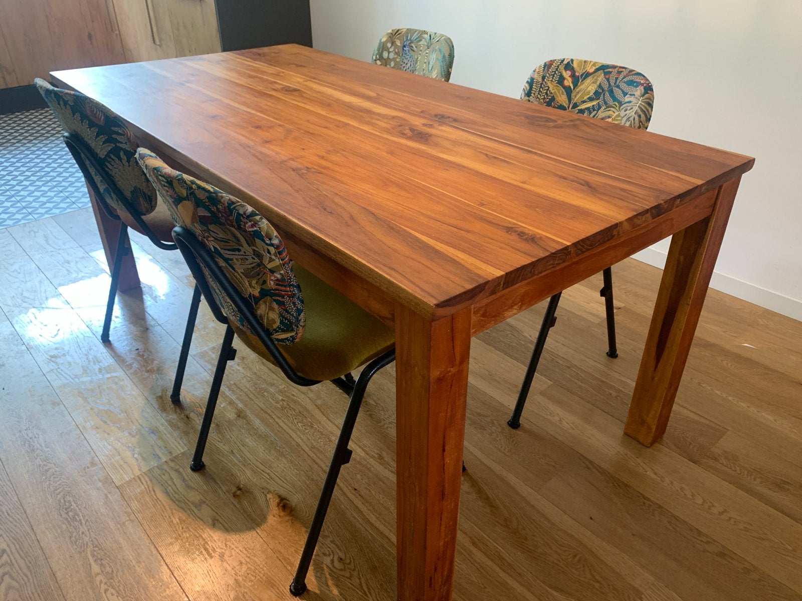 Massief Teakhouten Tafel - Geolied met Zweedse Lijnzaadolie, Ophalen, Gebruikt, Teakhout, 50 tot 100 cm