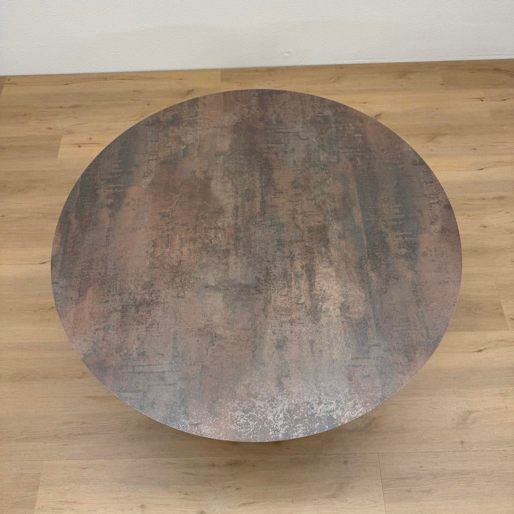 Ronde eettafel HPL Roest 110cm - Direct Leverbaar, Rond, Ophalen of Verzenden, Zo goed als nieuw, Info@betaalbaar-design.nl