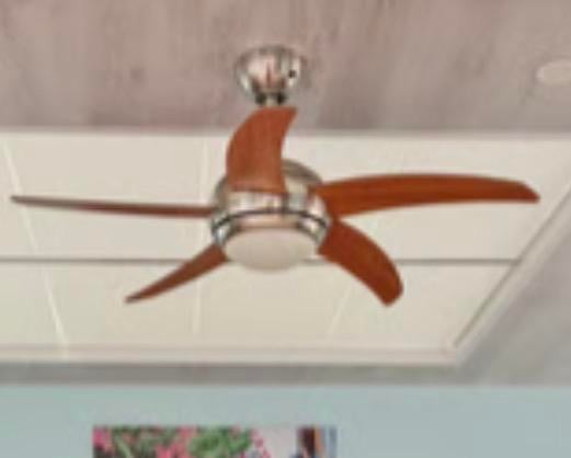 Moderne plafondventilator met houten bladen, Witgoed en Apparatuur, Ventilatoren, Ophalen, Zo goed als nieuw, Plafondventilator