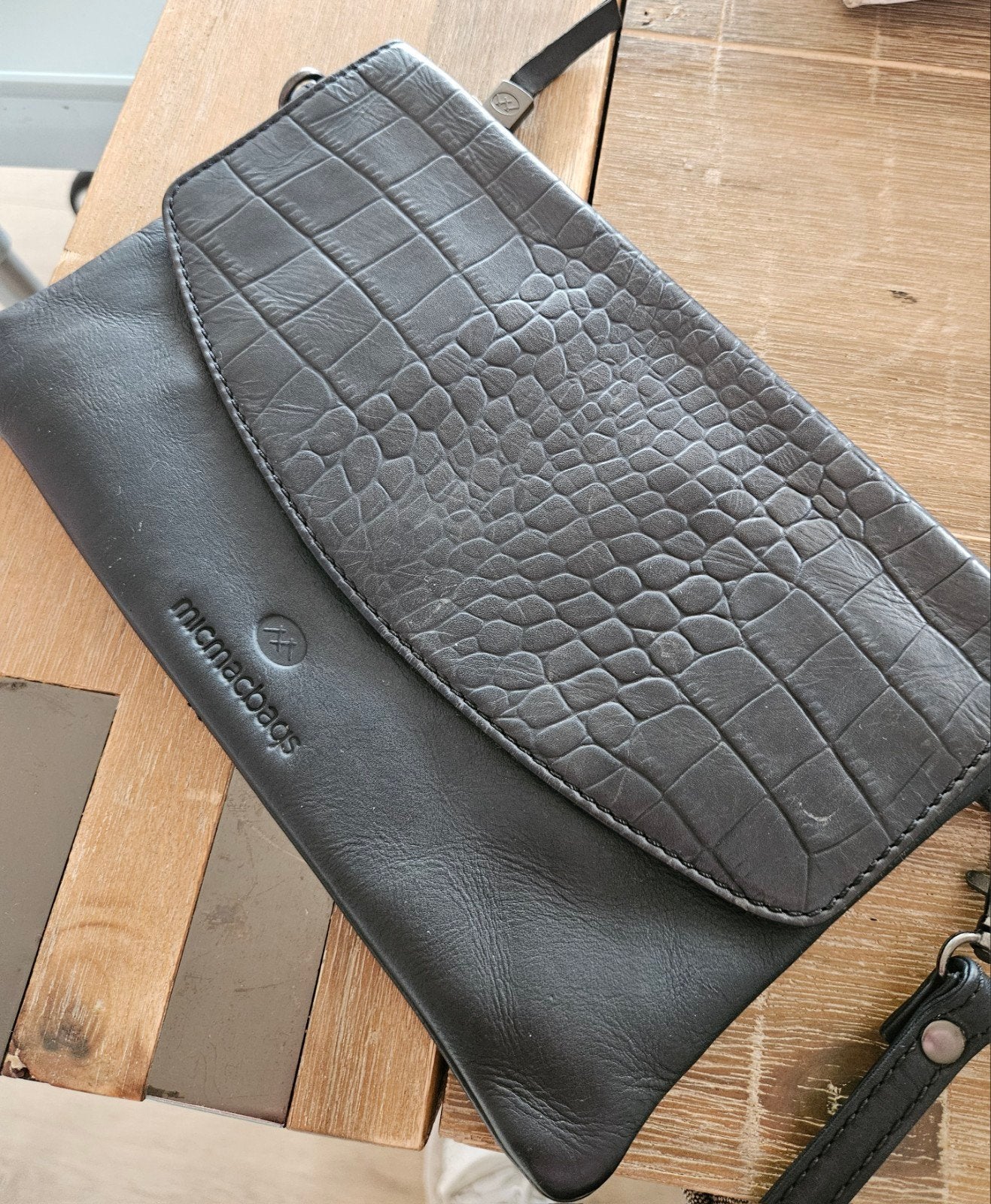 Micmacbags clutch/polsbandtasje zwart leer, Ophalen of Verzenden, Zo goed als nieuw, Zwart, Avondtasje