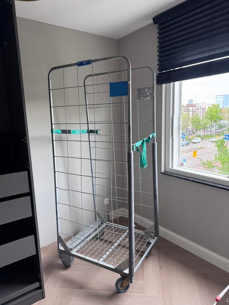 2 x Rolcontainer 70x80x190 (BxDxH), 100 liter of meer, Ophalen, Gebruikt, Transportkar