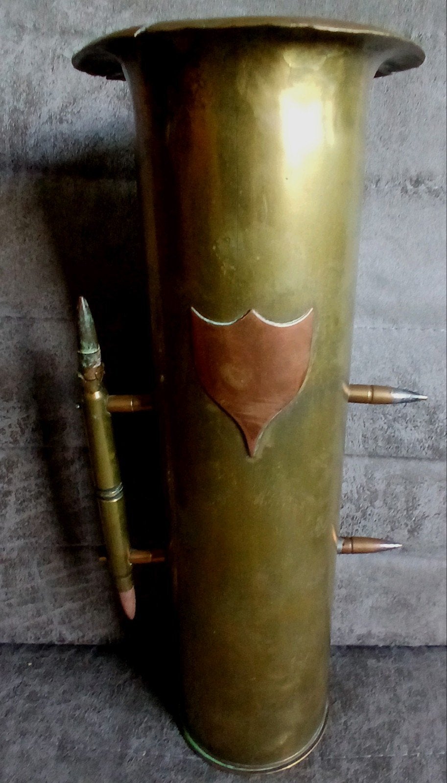 Loopgravenkunst, Trenchart "Huls met kogels", Ophalen of Verzenden, Landmacht, Nederland, Hulzen of Bodemvondsten