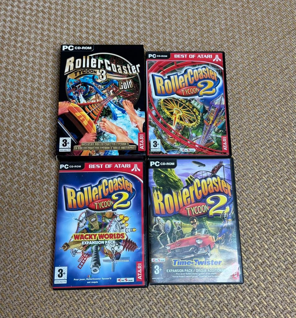Rollercoaster Tycoon 2 & 3 + uitbreidingen, Gebruikt, 1 speler, Eén computer, Ophalen of Verzenden
