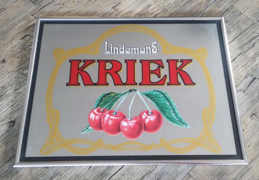 Lindemans Kriek bier reclamebord, Verzamelen, Biermerken, Reclamebord, Plaat of Schild, Overige merken, Ophalen of Verzenden