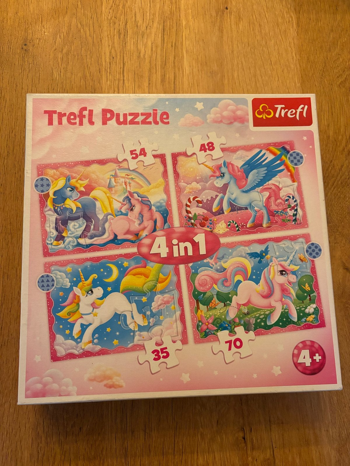 Trefl Puzzel 4-in-1 Eenhoorn Puzzelset voor Kinderen, Hobby en Vrije tijd, Ophalen of Verzenden, Minder dan 500 stukjes, Gebruikt