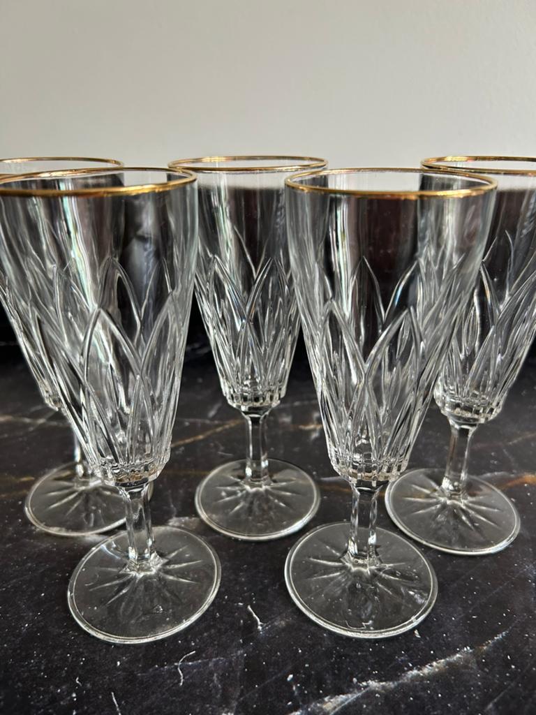 5 vintage VMC Reims kristallen champagne glazen, Ophalen of Verzenden
