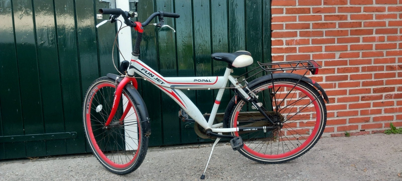 Popal Funjet kinderfiets - Wit/Rood, Fietsen en Brommers, Gebruikt, Velgrem, 20 inch, Ophalen