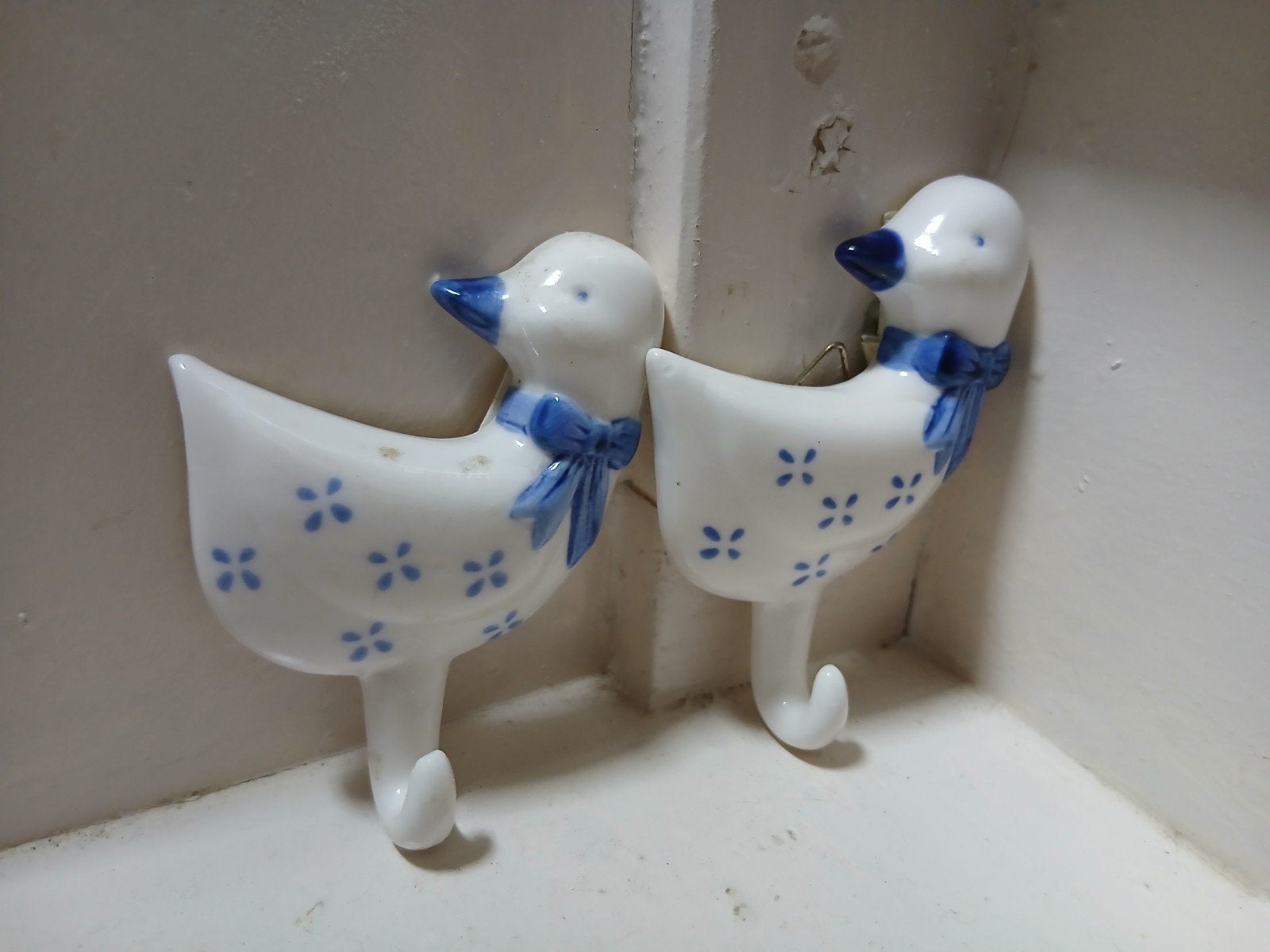 2 vintage keramiek wandhakenEend, Ophalen of Verzenden