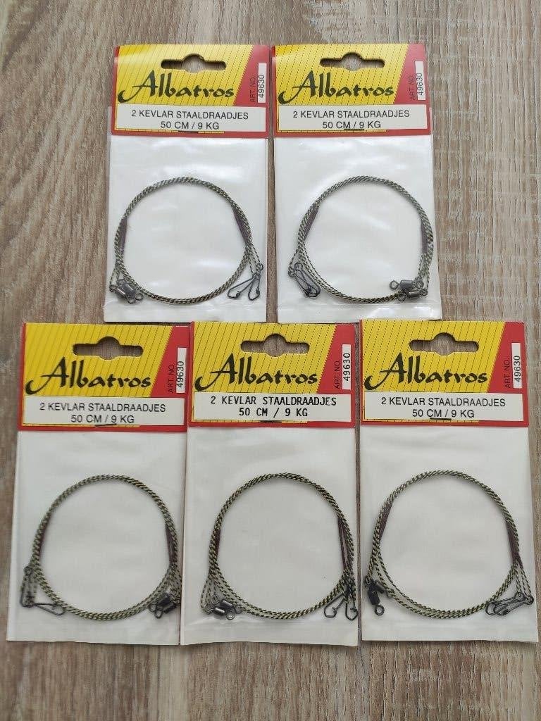 5 x 2 Kevlar staaldraadjes 50 cm. 9 kg.  Albatros. Nieuw., Ophalen of Verzenden, Nieuw, Overige typen