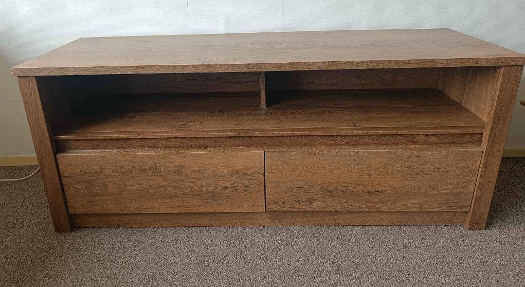 JYSK Tv-meubel met lades - Eikenhout look, Ophalen, 100 tot 150 cm, Modern, Scandinavisch, Zo goed als nieuw