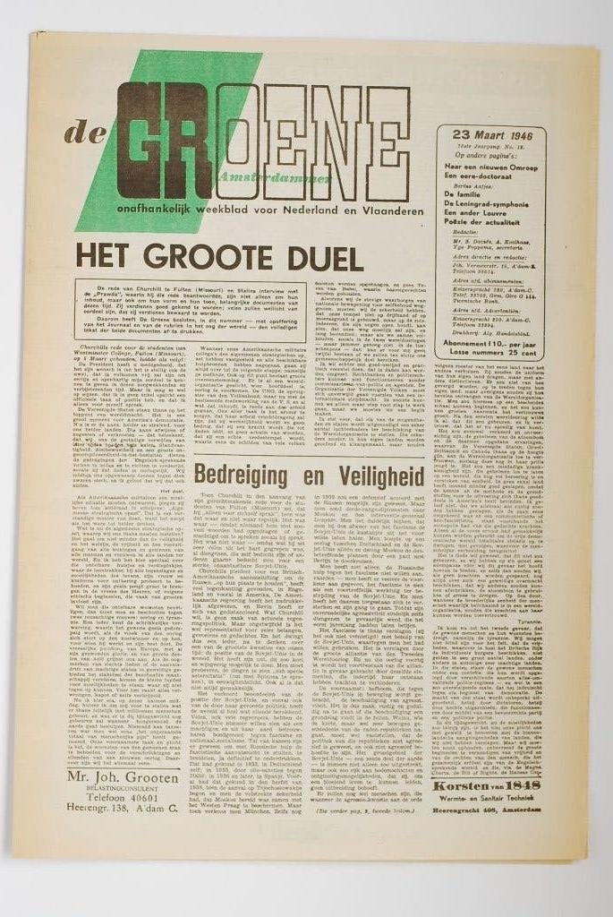 Groene Amsterdammer 1946 De Koude Oorlog (Heruitgave, 1994), Verzamelen, Militaria | Tweede Wereldoorlog, Zo goed als nieuw, Verzenden