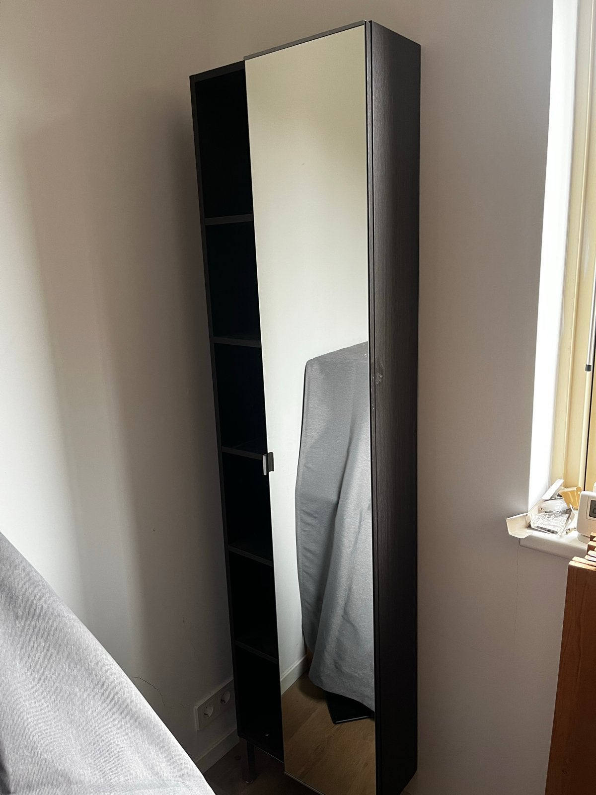 IKEA LILLÅNGEN Hoge kast met spiegeldeur, donkerbruin, Ophalen, Minder dan 50 cm, Gebruikt, 200 cm of meer