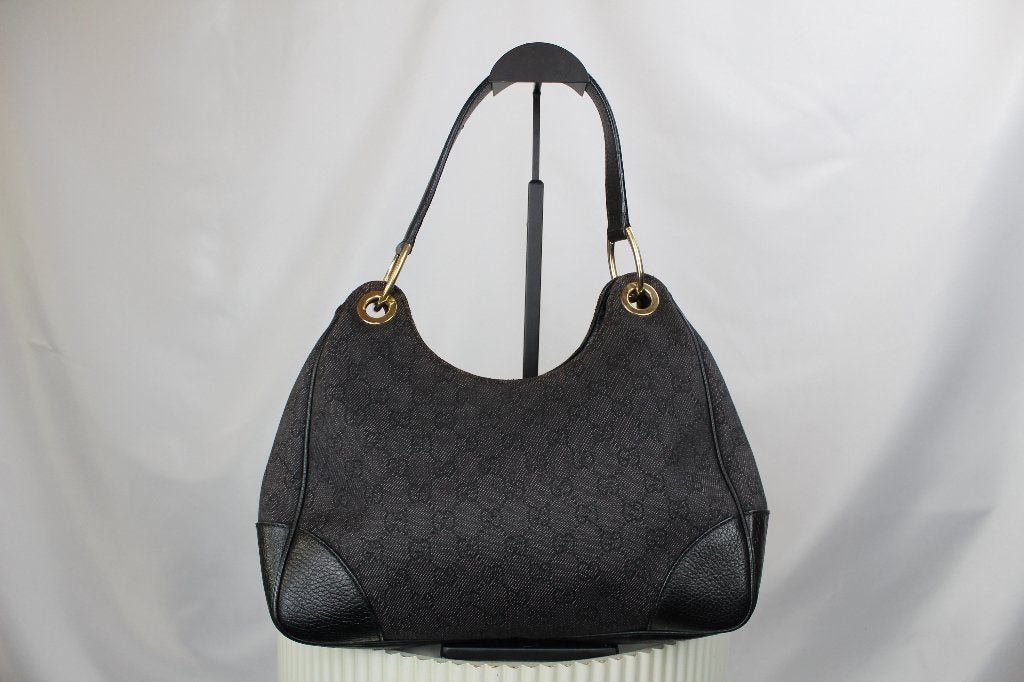 Gucci GG Denim Colbert Hobo Bag - 1377, Gebruikt, Blauw, Schoudertasje, Gucci