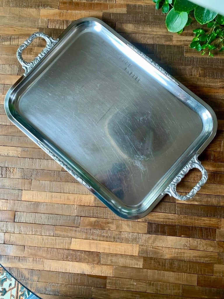 Alessi dienblad met krullen, Gebruikt, Ophalen of Verzenden, Dienblad, Metaal