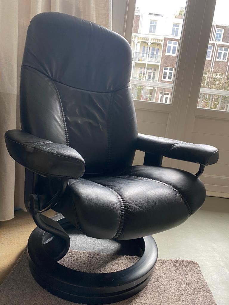 Designer relaxfauteuil Stressless, zwart, Ophalen, Gebruikt, Minder dan 75 cm, Modern