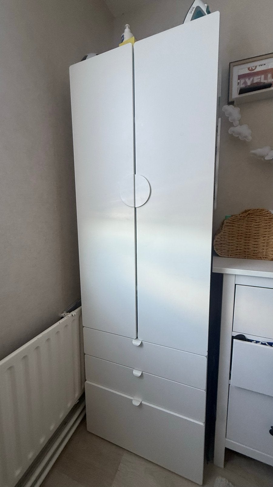Witte IKEA PLATSA kledingkast met lades en hangruimte, Ophalen, Overige materialen, 50 tot 100 cm, Zo goed als nieuw