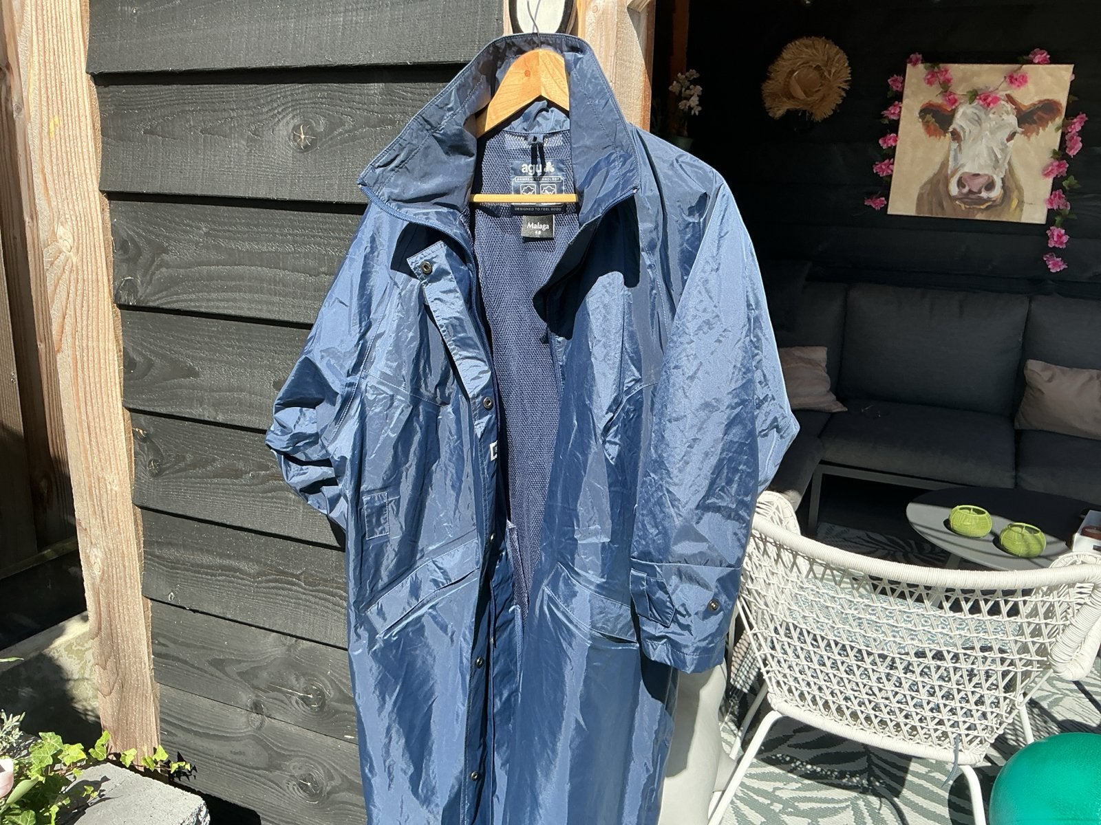 AGU Regenjas Malaga 48 - Blauw, Ophalen of Verzenden, Zo goed als nieuw, Regenjas, Dames
