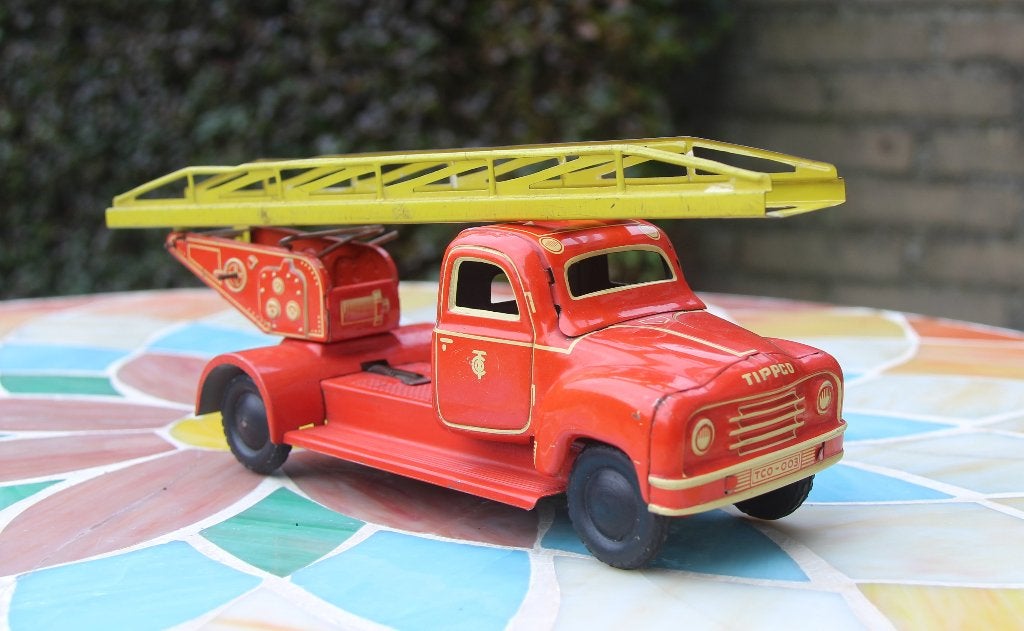 blikken tippco brandweerwagen in een hele mooie staat, Antiek en Kunst, Ophalen of Verzenden