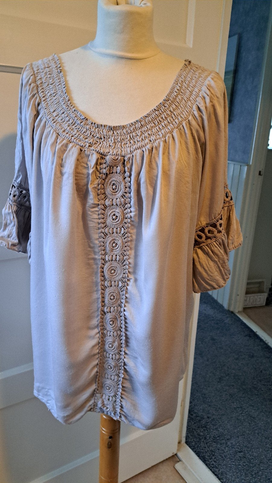 Beige tuniek mt 50, Verzenden, Gedragen, Beige, Blouse of Tuniek