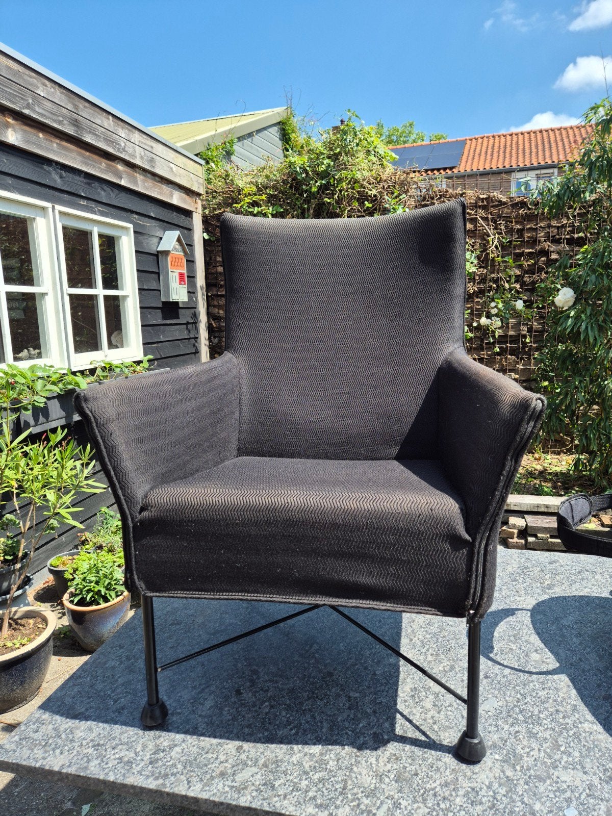 Montis Charly fauteuil donkergrijze stof (t Harde, Apeldoorn, Ophalen, Gebruikt, Eén, Stof