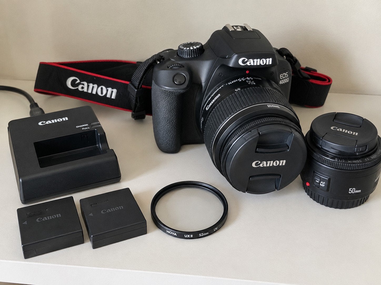 Canon EOS 4000D + 50mm lens + accessoires, Audio, Tv en Foto, Ophalen, Canon, Geen optische zoom