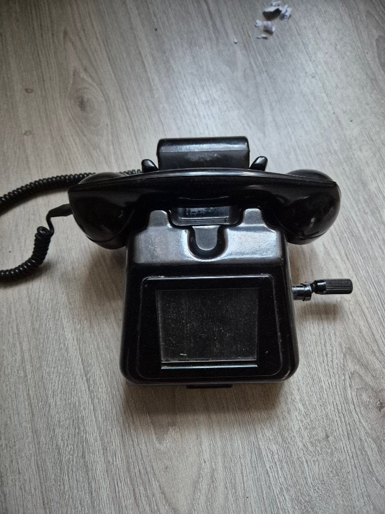 Oude Zwarte Telefoon Met Draaihendel ptt zie foto, Telecommunicatie, Ophalen of Verzenden, Gebruikt