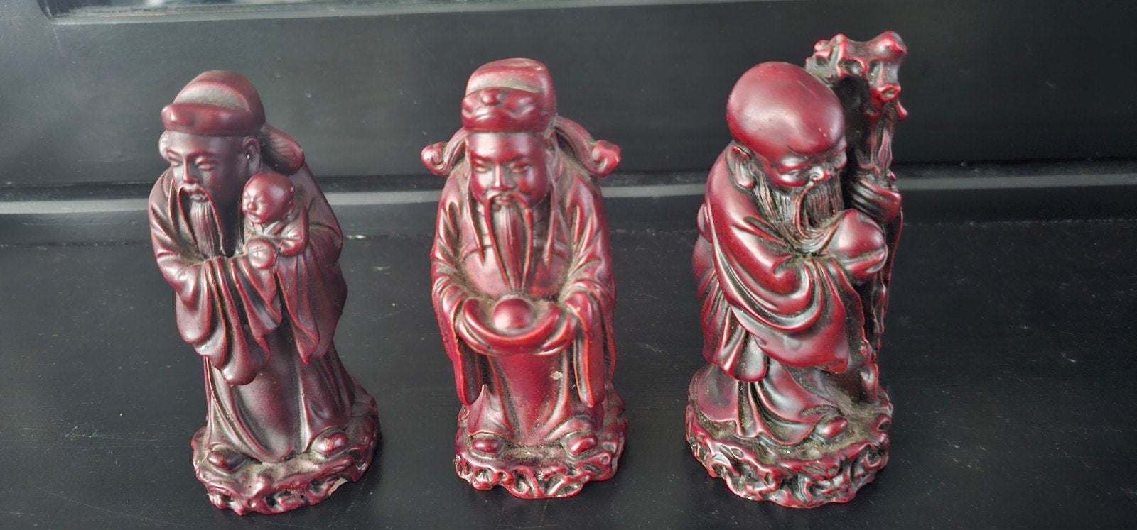 Vintage San xing Feng Shui set van 3 wijzen boedha, Ophalen of Verzenden