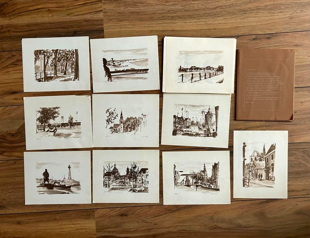 Lense Elzinga: Tekeningen Noord- en Zuid-Holland (1982), Antiek en Kunst, Kunst | Tekeningen en Foto's, Ophalen of Verzenden