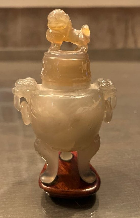 Antieke Chinese wierookvat van agaat met Foo Dog, Antiek en Kunst, Ophalen of Verzenden