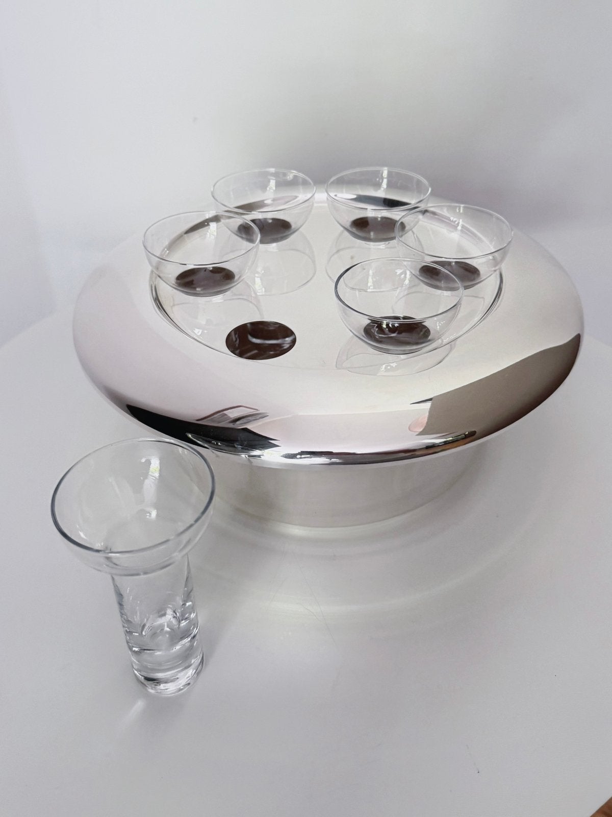 Lino Sabattini, verzilverd wodka/shot set, 1970ss, Antiek en Kunst, Ophalen of Verzenden