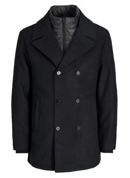 Jack & Jones Detroit Peacoat Jacket Dark Zwart - M, Kleding | Heren, Jassen | Winter, Maat 48/50 (M), Zwart, Nieuw, Ophalen of Verzenden