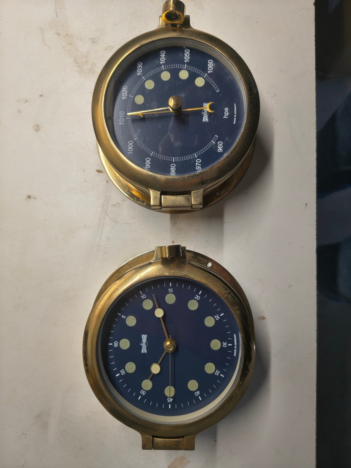 Set van 2: Scheepsklok en Barometer van messing, Watersport en Boten, Ophalen of Verzenden, Gebruikt